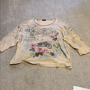 Women's Short Sleeve Graphic Tee - Beige